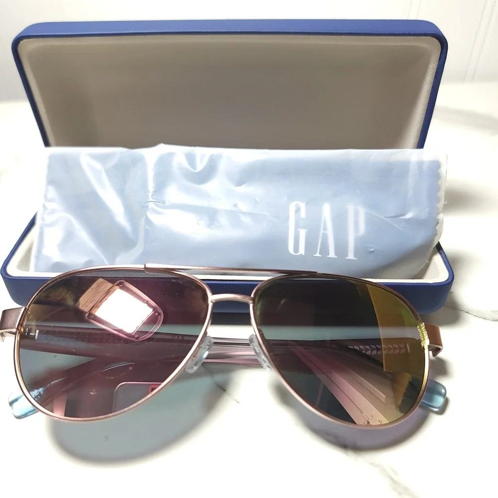Gap Kids Aviator Sunglasses Rose Gold Metal Frames SGP201 55-12-135 With Case